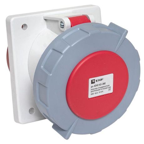 Розетка стационарная внутренняя угловая 4342 3Р+РЕ 63А 380В IP67 EKF PROxima | ps-4342-63-380