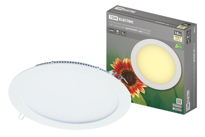 Светильник светодиодный встраиваемый Downlight ДВО СВО (белый) 18Вт 3000К IP20 опал | SQ0329-0009 TDM ELECTRIC