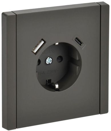 Розетка FORTE&PIANO FP347 16А USB A+C 18Вт с заземл. защ. шторки винт. крепл. сер. IEK FP-R14-16-U22-018-K03