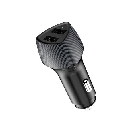 Устройство автомобильное зарядное c двумя портами (USB-A QC 3.0 + USB-A 3,1A) со световой индикацией, 18Вт, черное - 16-0240 MEET