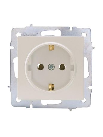 Розетка 1-м СП Vesna с заземл. ПБТ механизм жемчуж./бел. перламутр LEZARD 742-3088-122B