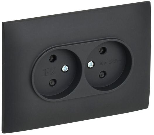 Розетка 2-м SKANDY 10А без заземл. защ. шторки в сборе SK-R09G графит IEK SK-R23-10-K53-F