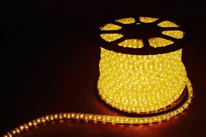 Дюралайт светодиодный 2W 100м 13мм 230V 36LED/м 1,44Вт/м (2м/отрез), 2 аксесс., желтый/ LED-R2W | 26062 FERON