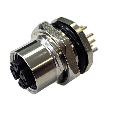 Разъем М12 8X гнездовой пайка на печатную плату метал. прямой резьба M16 приборная часть СЦМ120125-08X СТЭЗ 185200671