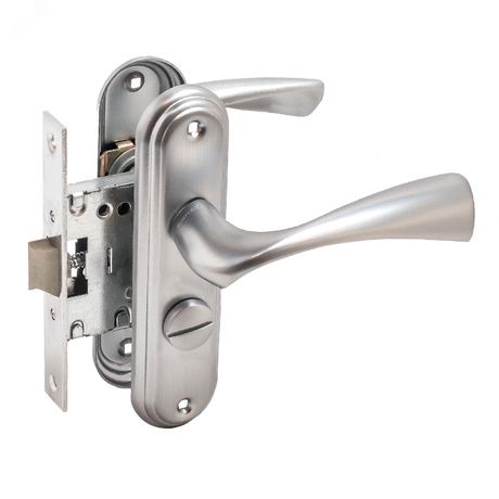 Защелка БУЛАТ ЗЩ1-Д03.07 (Л) НОМОС титан ЛЕВАЯ ВНУТР/ПРАВАЯ НАРУЖНЯЯ с фиксацией - 13962 ПТК