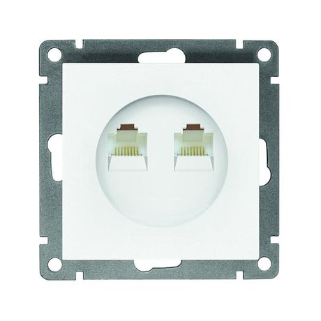 Розетка компьютерная двухместная серия Афина с/у, 1А, RJ45, белая (еврослот) - A1086 Союз