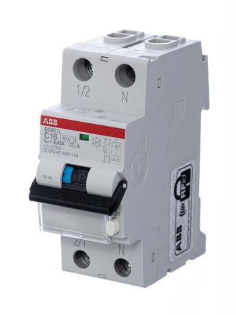Выключатель автоматический дифференциального тока 2п (1P+N) C 16А 30мА тип A 4.5кА DS201 2мод. ABB 2CSR245140R1164 2CSR245180R1164