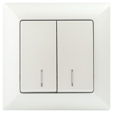 Выключатель двухклавишный скрытого монтажа с подсветкой перламутр 10А 250В Intro Solo 4-105-06 - Б0053598 ЭРА