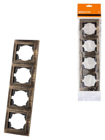 Рамка 4-х постовая вертикальная старинная бронза "Лама" | SQ1815-0781 TDM