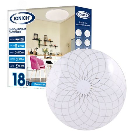 Светильник светодиодный декоративный ДБО 18Вт 1260Лм 230В 4000К IP20 IONICH - 1106 Союз
