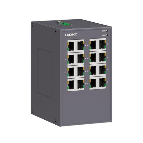 Промышленный неуправляемый коммутатор, 16×10/100Base-T(X) портов RJ45, 12-48В DC/18-30В AC, с резервированием | N1000-16T-P2 DKC ДКС