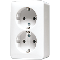 Розетка штепсельная SCHUKO накладная 16A 250V сдвоенная белая - 6020AWW JUNG