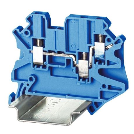 Клемма проходная , винтовой зажим, 3 точки подключения, 2.5 кв.мм, синяя - TUR-2.5-TWIN-BU ДКС