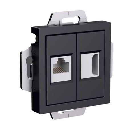 Розетка 2-м AtlasDesign HDMI+RJ45 кат.5E механизм карбон SE ATN001082 APC
