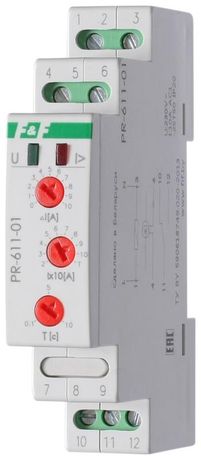 Реле тока РR-611-01 (исп.1 (20-110А); с задержкой отключения; монтаж на DIN-рейке 35мм 230В 10А IP20) F&F EA03.004.003 Евроавтоматика