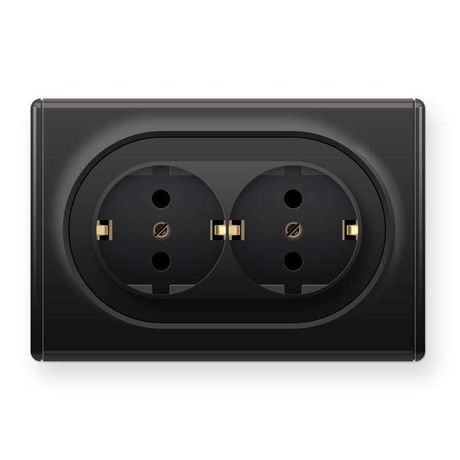 Розетка 2-м СП Florence 16А IP20 с заземл. винт. контакты черн. 1E10401303 OneKeyElectro 2172813 ССТ