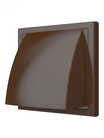 Выход стенной вытяжной с обратным клапаном 150х150 фланцем D100, из ASA пластика, цвет Коричневый - 1515К10ФВ кор ЭРА 12677