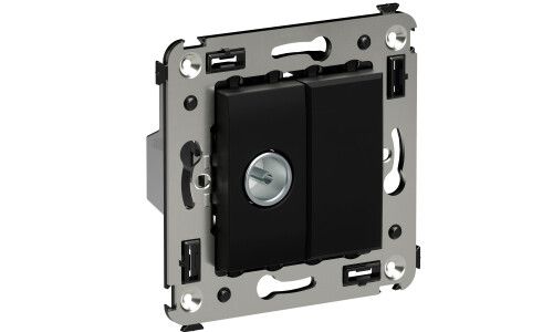 Розетка телевизионная проходная TV СП Avanti "Черный матовый" DKC 4412513 ДКС