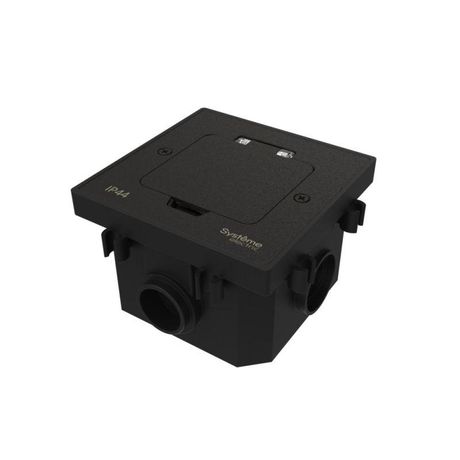 Лючок MultiDesk MDK20 на 2мод. IP44 с монтажной коробкой для бетонных полов черн. матов. SE MDK20202MBC APC