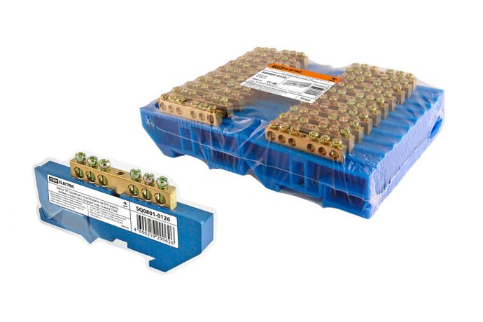 Шина "N" нулевая с изолятором на DIN-рейку 6x9мм стойка бол. 6 групп инд. стикер | SQ0801-0126 TDM