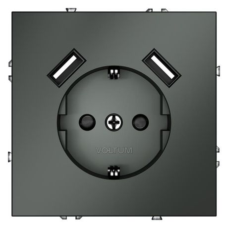 Розетка 1-м СП S70 16А с USB A+A заземл. защ. шторки механизм титан Voltum VLS040406 Voltum арт. VLS040406