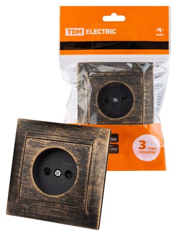 Розетка 2П 10А 250В с защ. шт. старинная бронза "Лама" | SQ1815-0751 TDM