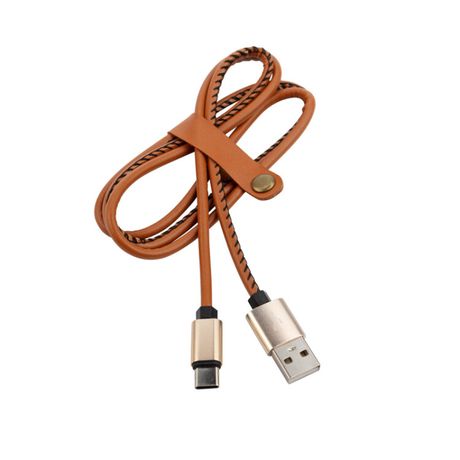 Кабель USB-Type-C, 2A, leather, brown, 1mУстройство зарядное, 18-1897, REXANT MEET 18-1897