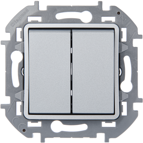 Переключатель модульный двухклавишный - INSPIRIA -10 AX 250 В~ алюминий 673657 Legrand