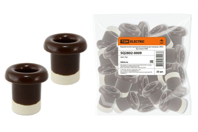 Керамический проходной изолятор для провода «ЭКО» бук (25шт) | SQ2802-0009 TDM