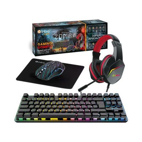 Комплект игровой GXZ880 (клавиатура и мышь) проводной + гарнитура коврик черн. Intro Б0065007 ЭРА