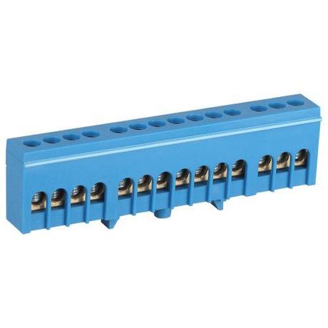 Шина NO-224-101 N ноль в изолированном корпусе на DIN-рейку ШНИ-6х9-14-Д синий | Б0062869 ЭРА