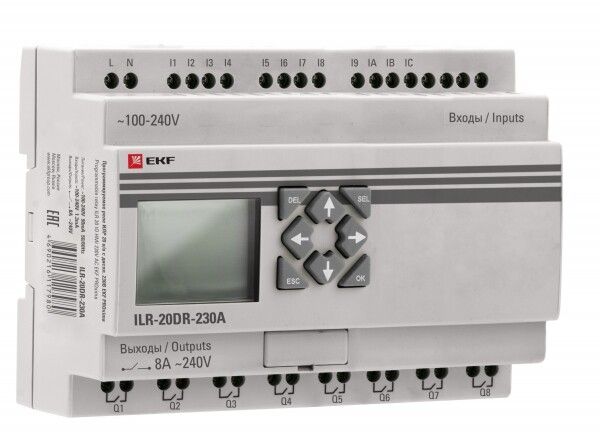 Программируемое реле 20 в/в с диспл. 230В PRO-Relay EKF PROxima | ILR-20DR-230A