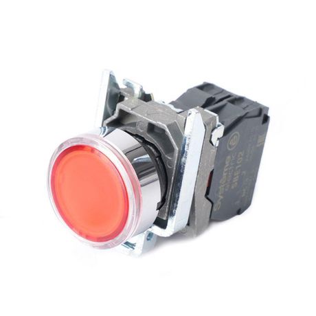 Кнопка модульная SB4 с подсветкой в сборе 22мм металл 230-240ВAC 1НЗ красн. SE SB4BW34M2 APC