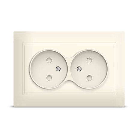 Розетка 2-м Севиль без заземл. защ. шторки сл. кость Universal Б-С0048 Союз