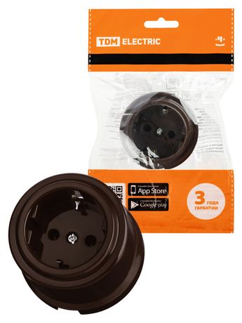 Розетка 2П+З 16А 250В коричневая «Виви» | SQ1820-1417 TDM