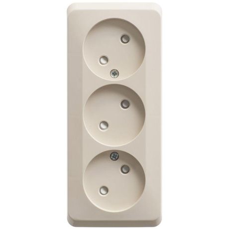 Розетка 3-м ОП Этюд 16А IP20 250В без заземл. защ. шторки крем. SE PA16-010K APC