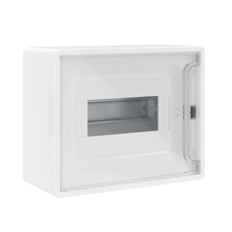 Щиток настенный 8мод. FRAME с прозр. дверцей 2 шинами PEN на 6 и 8 отверст. бел. DKC F08W1WT ДКС