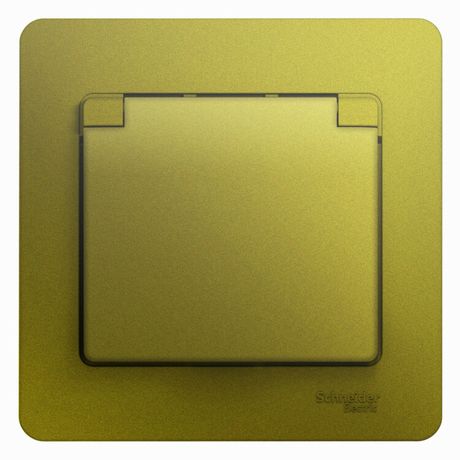 Розетка 1-м Glossa 16А 250В с защ. крышкой шторки заземл. в сборе IP20 фисташк. SchE GSL001046 APC