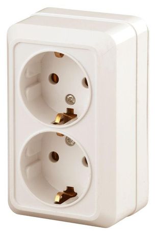 Розетка однофазная наружная (открытой установки) с заземлением без шторок слоновая кость 16А 250В IP20 2-204-02 Intro Quadro - Б0053803 ЭРА