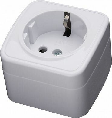 Розетка накладная одноместная с/з, пластик АВS, 250В, 16А, IP20, белая, Stekker - 39033 FERON PST16-501-20