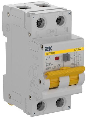 Выключатель автоматический дифференциального тока АВДТ32EM B16 10мА тип A KARAT | KA-VD14-1-016-B-010-A IEK