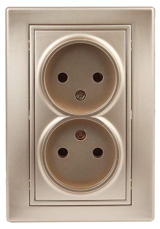 Розетка 2-м СП Plano 1-204-04 16А IP20 250В 2х2P шампань Intro Б0030067 ЭРА