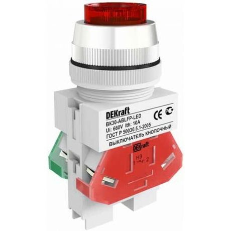 Выключатель кнопочный ВK-22 ABLFP диам. 22мм зеленый LED 24В AC/DC - 25069DEK APC