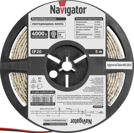 Лента светодиодная 80 317 NLS-5050WW60-14.4-IP20-12V-Pro R5 (уп.5м) Navigator 80317