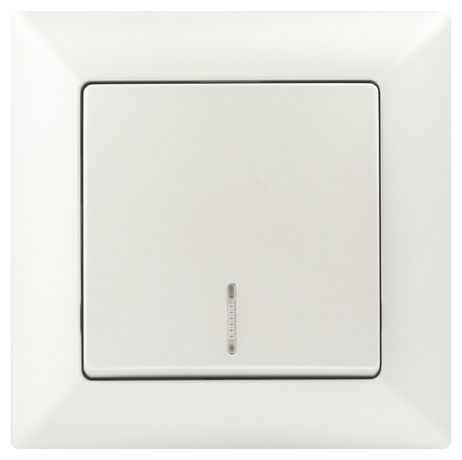 Выключатель одноклавишный скрытого монтажа с подсветкой перламутр 10А 250В Intro Solo 4-102-06 - Б0053568 ЭРА