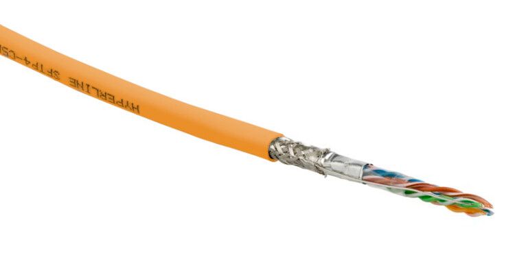 Кабель витая пара SF/UTP кат.5E 4 пары 24 AWG ОЖ solid экран-фольга + медн. оплетка PVC -20град.C-+75град.C SFUTP4-C5E-S24-IN-PVC-OR-305 гарантия: 15 лет компонентн. / 25 системн. роз. (уп.305м) Hyperline 444637