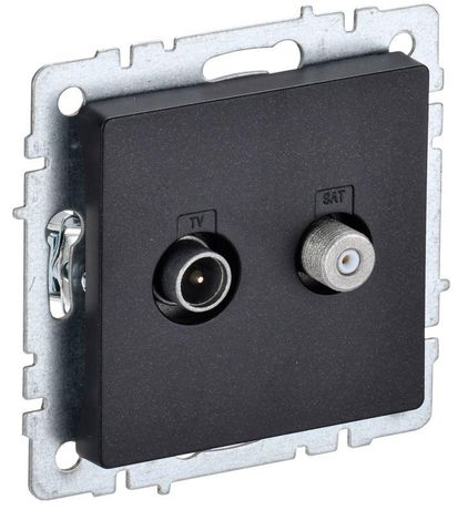 Розетка телевизионная TV/SAT 2-м Brite РТВ/РСп12-БрЧ механизм черн. IEK BR-AF20-O-K02