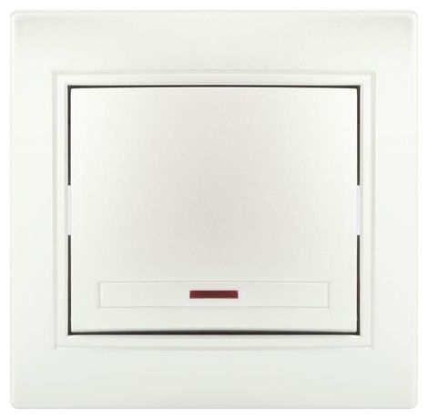 Выключатель одноклавишный, в рамку (скрытого монтажа) с подсветкой перламутр 10А 250В Intro Plano 1-102-06 - Б0053736 ЭРА