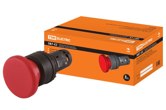 Кнопка грибовидная SB7-CC45 d35мм 1з+1р красная | SQ0746-0047 TDM