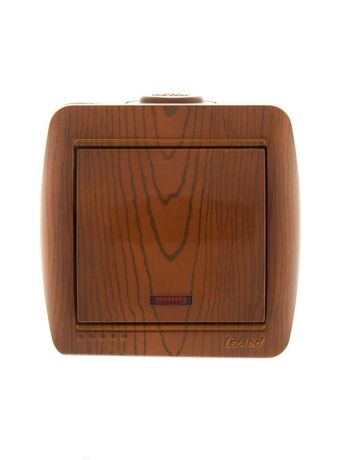 Выключатель 1-кл. ОП Nata 10А IP20 с подсветкой сосна LEZARD 710-0800-111